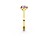 Yellow gold Fancy Pink Round  Solitaire Diamond Ring with Four-Prong Setting and Tapered Band 3