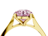 Yellow gold Fancy Pink Round  Solitaire Diamond Ring with Four-Prong Setting and Tapered Band 5