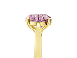 Yellow gold Fancy Pink Round  Solitaire Diamond Ring with Four-Prong Setting and Tapered Band