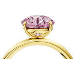 Yellow gold Fancy Pink Round  Solitaire Diamond Ring with Four-Prong Setting on a Plain Band_24