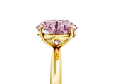 Yellow gold Fancy Pink Round  Solitaire Diamond Ring with Four-Prong Setting on a Plain Band_25