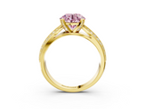Yellow gold Fancy Pink Round  Solitaire Diamond Ring with Milgrain Pavé Band and Four-Prong Setting_35