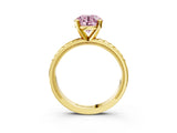 Yellow gold Fancy Pink Round  Solitaire Diamond Ring with Milgrain and Black Enamel X Pattern Band_32