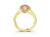 Yellow gold Fancy Pink Round  Solitaire Diamond Ring with Pave Band and Six-Prong Setting_32