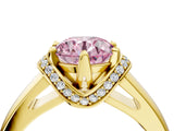 Yellow gold Fancy Pink Round  Solitaire Diamond Ring with Pave Band and Six-Prong Setting_33