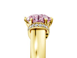 Yellow gold Fancy Pink Round  Solitaire Diamond Ring with Pave Band and Six-Prong Setting_34