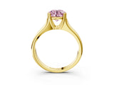 Yellow gold Fancy Pink Round  Solitaire Diamond Ring with Six-Prong Cathedral Setting_34