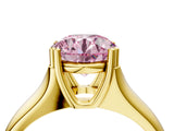 Yellow gold Fancy Pink Round  Solitaire Diamond Ring with Six-Prong Cathedral Setting_35