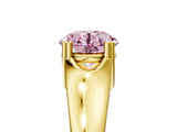Yellow gold Fancy Pink Round  Solitaire Diamond Ring with Six-Prong Cathedral Setting_36