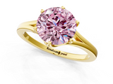 Yellow gold Fancy Pink Round  Solitaire Diamond Ring with Six-Prong Setting and Tapered Band_1