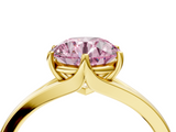 Yellow gold Fancy Pink Round  Solitaire Diamond Ring with Six-Prong Setting and Tapered Band_4