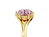 Yellow gold Fancy Pink Round  Solitaire Diamond Ring with Six-Prong Setting and Tapered Band_5