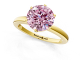 Yellow gold Fancy Pink Round  Solitaire Diamond Ring with Six-Prong Setting on a Classic Band_1