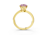 Yellow gold Fancy Pink Round  Solitaire Diamond Ring with Six-Prong Setting on a Classic Band_3