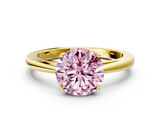 Yellow gold Fancy Pink Round  Solitaire Diamond Ring with Split Shank and Four-Prong Setting