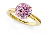 Yellow gold Fancy Pink Round  Solitaire Diamond Ring with Split Shank and Four-Prong Setting_1