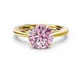Yellow gold Fancy Pink Round  Solitaire Diamond Ring with Split Shank and Four-Prong Setting_12