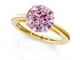 Yellow gold Fancy Pink Round  Solitaire Diamond Ring with Split Shank and Four-Prong Setting_13