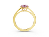Yellow gold Fancy Pink Round  Solitaire Diamond Ring with Split Shank and Four-Prong Setting_3