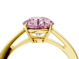 Yellow gold Fancy Pink Round  Solitaire Diamond Ring with Split Shank and Four-Prong Setting_4