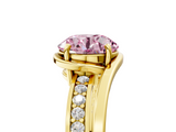Yellow gold Fancy Pink Round  Solitaire Diamond Ring with Split Shank and Prong Setting_22
