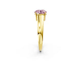 Yellow gold Fancy Pink Round  Solitaire Diamond Ring with Tapered Band and Four-Prong Setting_31