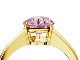 Yellow gold Fancy Pink Round  Solitaire Diamond Ring with Tapered Band and Four-Prong Setting_33