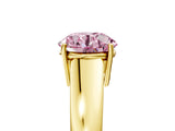 Yellow gold Fancy Pink Round  Solitaire Diamond Ring with Tapered Band and Four-Prong Setting_34