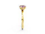 Yellow gold Fancy Pink Round  Solitaire Diamond Ring with Thin Band and Four-Prong Setting_2