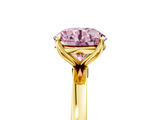 Yellow gold Fancy Pink Round  Solitaire Diamond Ring with Thin Band and Four-Prong Setting_5