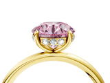 Yellow gold Fancy Pink Round  Solitaire Diamond Ring with a Classic Band and Four-Prong Setting 4