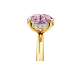 Yellow gold Fancy Pink Round  Solitaire Diamond Ring with a Classic Band and Four-Prong Setting 5