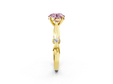 Yellow gold Fancy Pink Round  Solitaire Diamond Twisted Band with Four-Prong Setting_2