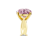 Yellow gold Fancy Pink Round  Solitaire Diamond Twisted Band with Four-Prong Setting_5
