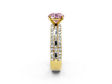 Yellow gold Fancy Pink Round  Solitaire Diamond with Pave and Channel Set Band_2