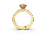 Yellow gold Fancy Pink Round  Solitaire Diamond with Pave and Channel Set Band_3