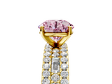 Yellow gold Fancy Pink Round  Solitaire Diamond with Pave and Channel Set Band_5