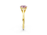 Yellow gold Fancy Pink Round  Solitaire Engagement Ring with Four-Prong Setting and Classic Band 2