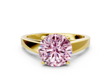 Yellow gold Fancy Pink Round  Solitaire Engagement Ring with Four-Prong Setting and Tapered Band_3