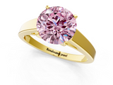 Yellow gold Fancy Pink Round  Solitaire Engagement Ring with Four-Prong Setting and Tapered Band_4