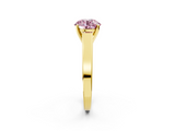 Yellow gold Fancy Pink Round  Solitaire Engagement Ring with Four-Prong Setting and Tapered Band_5