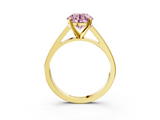 Yellow gold Fancy Pink Round  Solitaire Engagement Ring with Four-Prong Setting and Tapered Band_6