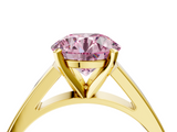 Yellow gold Fancy Pink Round  Solitaire Engagement Ring with Four-Prong Setting and Tapered Band_7