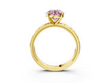 Yellow gold Fancy Pink Round  Solitaire Engagement Ring with Scrollwork Band and Four-Prong Setting_3