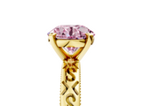 Yellow gold Fancy Pink Round  Solitaire Engagement Ring with Scrollwork Band and Four-Prong Setting_5