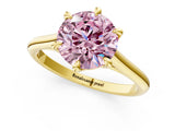 Yellow gold Fancy Pink Round  Solitaire Engagement Ring with Six-Prong Setting and Classic Band 1