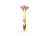 Yellow gold Fancy Pink Round  Solitaire Engagement Ring with Six-Prong Setting and Classic Band 2