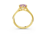 Yellow gold Fancy Pink Round  Solitaire Engagement Ring with Six-Prong Setting and Classic Band 3