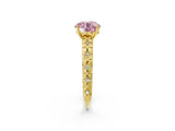 Yellow gold Fancy Pink Round  Solitaire Floral Milgrain Engagement Ring_33