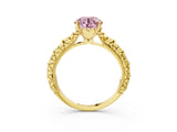 Yellow gold Fancy Pink Round  Solitaire Floral Milgrain Engagement Ring_34